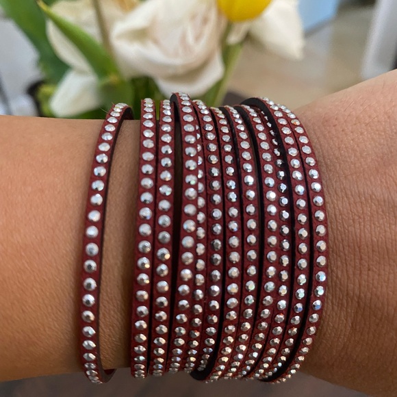 Burgundy Rhinestones Choker - Picture 6 of 8